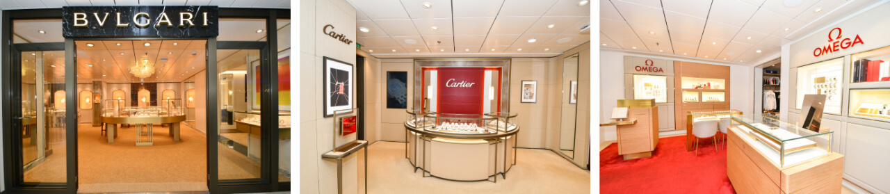 Bvlgari, Cartier and Omega Boutiques